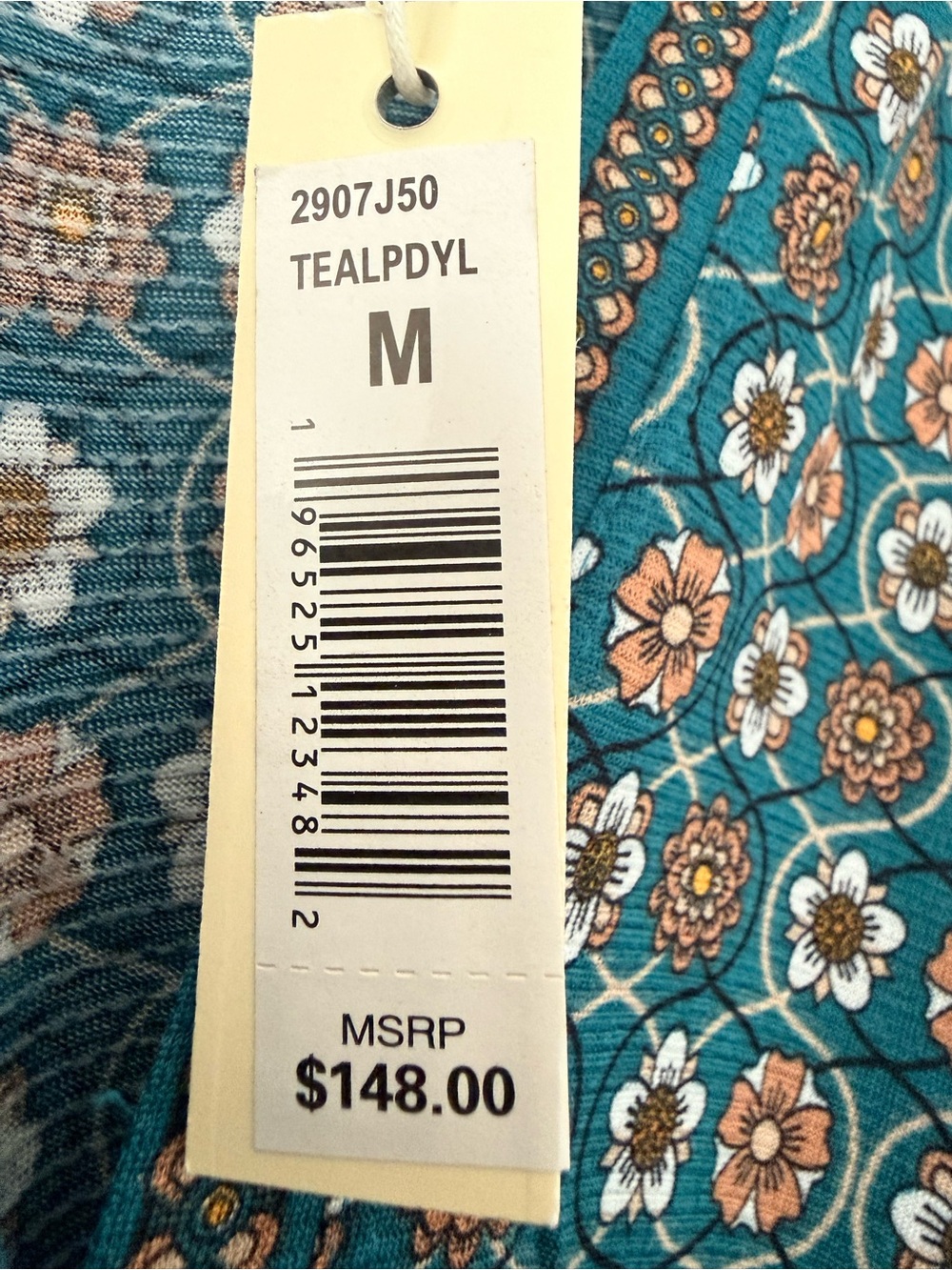 Max Studio Teal Floral Smocked Waist Long Sleeve Mini Dress - Picture 4 of 10